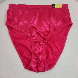 VTG Serenada Silky Second Skin Satin High Cut Panty Size 12 Hot Pink